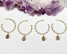 Load image into Gallery viewer, Agate Hoop Teardrop Earring