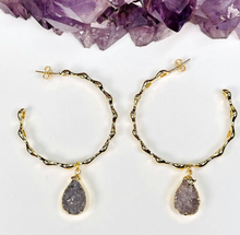 Load image into Gallery viewer, Agate Hoop Teardrop Earring