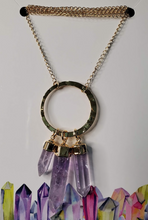Load image into Gallery viewer, 3 Bar Amethyst Necklace - Gold