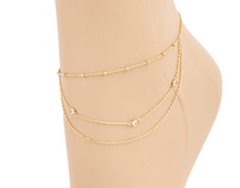 Load image into Gallery viewer, Dainty Layered Crystal Anklet
