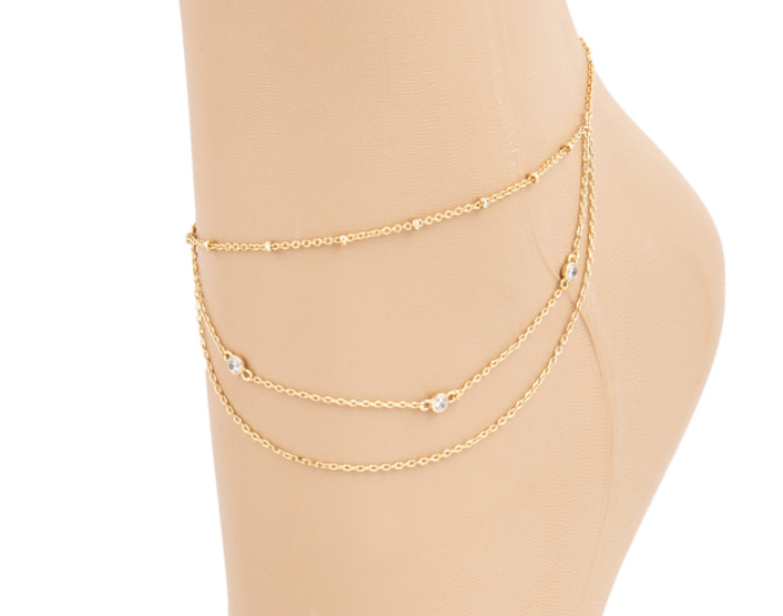 Dainty Layered Crystal Anklet